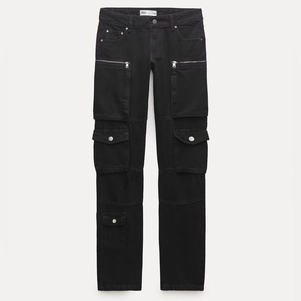 ZARA ZW COLLECTION SLIM MID WAIST CARGO JEANS